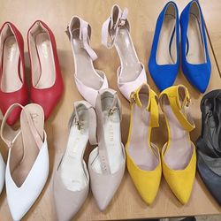 7 Pairs Of Size 10 Women Shoes 