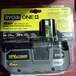 New Ryobi 6ah 18V (One) Battery Pack 
