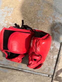Red Leather Boxing Headgear