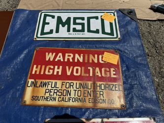 Old Original high Voltage Porcelain Sign