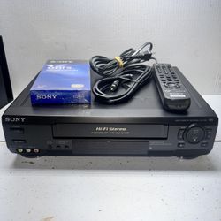 Sony SLV-N50 Hi-Fi Stereo VHS Video Cassette Recorder with Remote and Manual