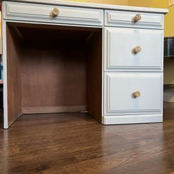 Office Desk with Rattan Drawer Pulls
