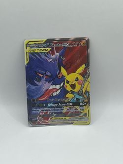 Non TCG Pokemon Pikachu & Gengar Gx Tag Team Fan Art Card