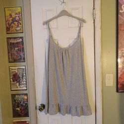 Heather Grey Nightgown With a Ruffled Hem