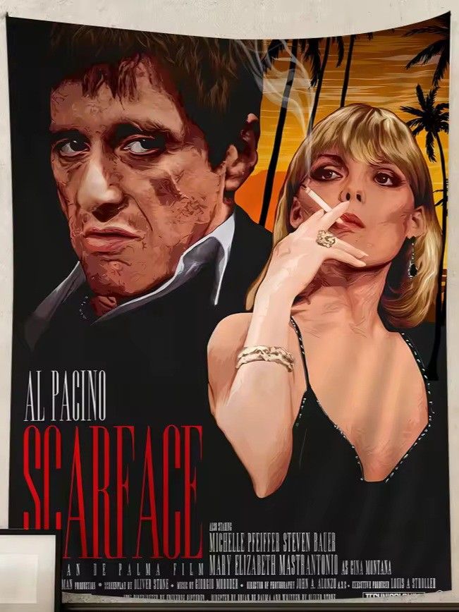 Scarface Movie Credit Sheet Tony & Elvira Wall Tapestry