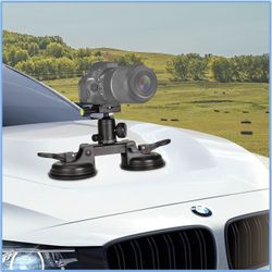 Professional Heavy Duty (20 lbs Load) DSLR Mirorrless Camera Suction Cup Car Mount Camcorder Vehicle Holder w/ 360°Panorama Ball Head + Quick Release 