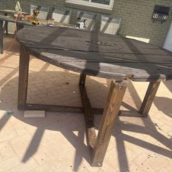 Wooden Spool Round Table  64” Diameter