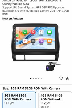 Junsun Car Radio for Toyota Tacoma 2005-2015 CarPlay/Android Auto Support JBL Sound System GPS DSP RDS,Upgrade Bluetooth 5.0 with HD Backup Camera 2GB