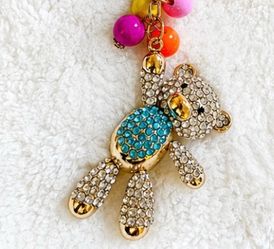 Crystal Teddy Bear Bag Charm Keychain