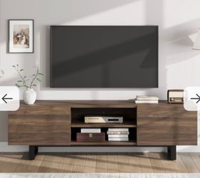 Modern Walnut TV Stand with Open Shelves