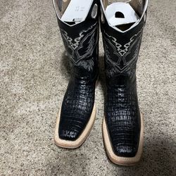 Black Genuine Caiman Boots