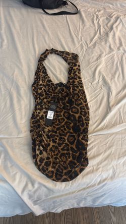 Zaylee sheer leopard halter top