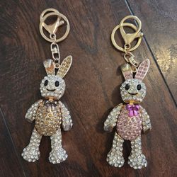 bejeweled bunny keychains