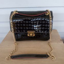 Invece black patent leather handbag purse Made In Italy