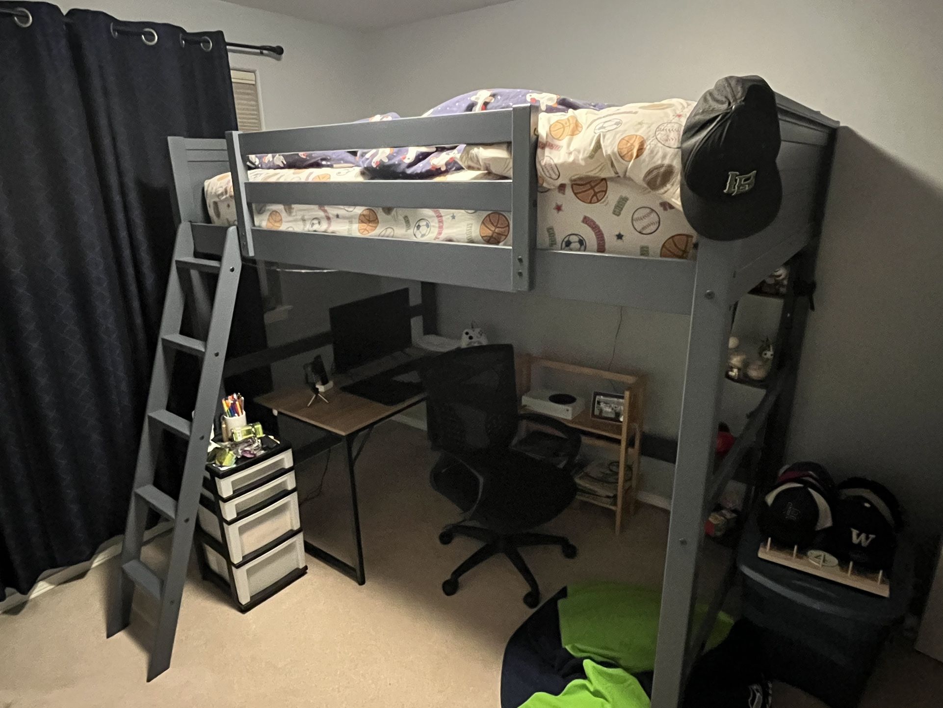 Blue Full Size Loft Bed