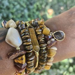 Natural Stone Brown Bracelet Stack