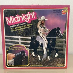 Vintage 1980s Barbie Midnight Horse Mattel #5337 Black Stallion
