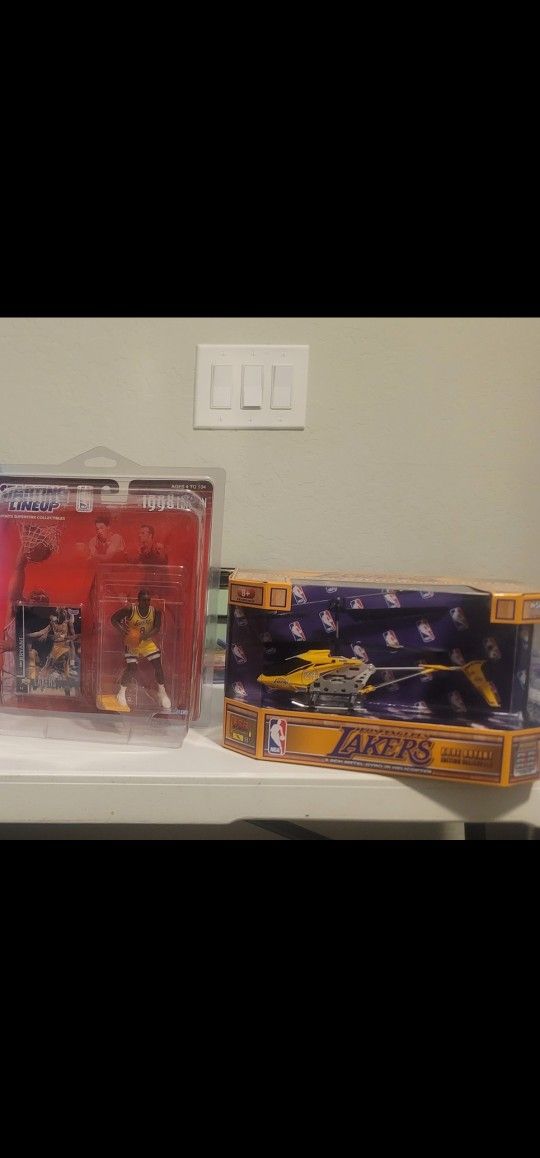1998 Kobe Bryant Starting Lineup ,09 Wheaties Box 08-09 NBA Champions, & 3.5 CH Metal Gyro IR Helicopter