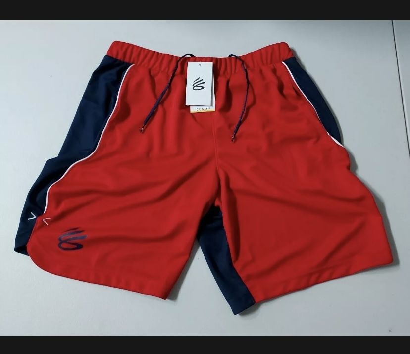 Under Armour Curry UNDRTD Splash Red Shorts NWT