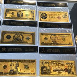 Gold Foil Dollar Bills