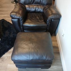Brown Leather Chair and foot rest