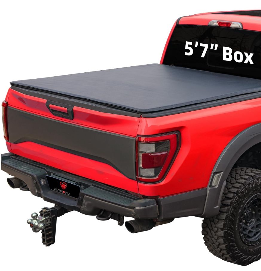 Soft Tri Fold Tonneau Cover Compatible With 2009-2025 Dodge Ram 1500 5.7ft Bed (67.4") W/O Rambox, Vinly Top Alloy Steel Structure