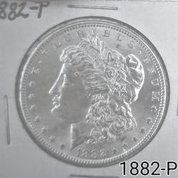 1882-P Morgan Silver Dollar; Cameo, Clean Fields, Luster, Cartwheel, Choice MS,  Semi Key Date, Full Feathering .