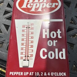 DR PEPPER - Hot Or Cold -Be a Pepper TEXAS SOFT DRINK - Vintage Wall Thermometer