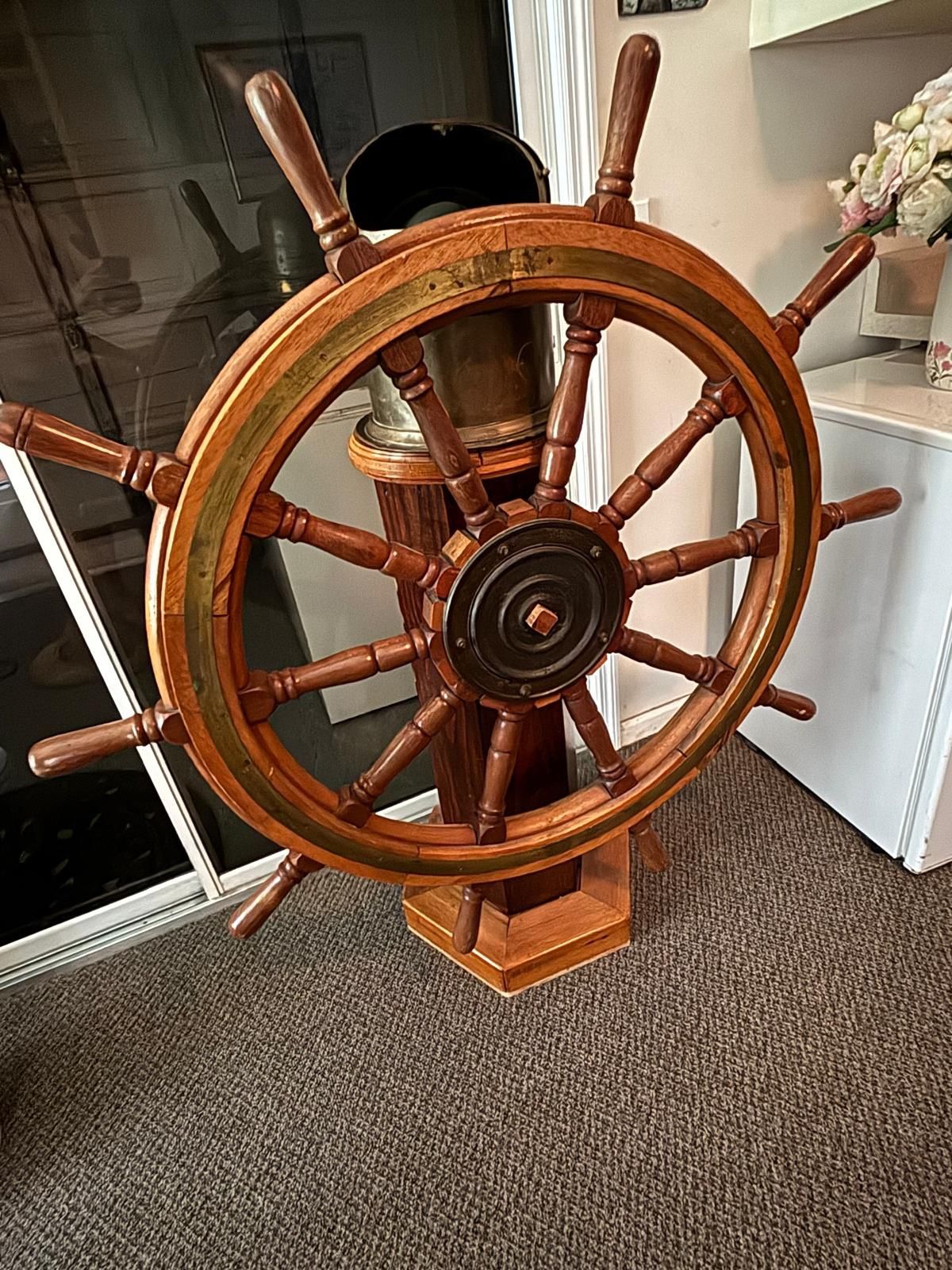 1947 Constellation And Antique Ship Wheel