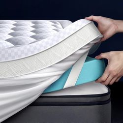 Brand New 5 Inch Mega Support Memory Foam Queen Mattress Topper for Pressure Relief, Dual Layer 2.5" Pillow Top Mattress Topper Queen Plus 2.5" Coolin