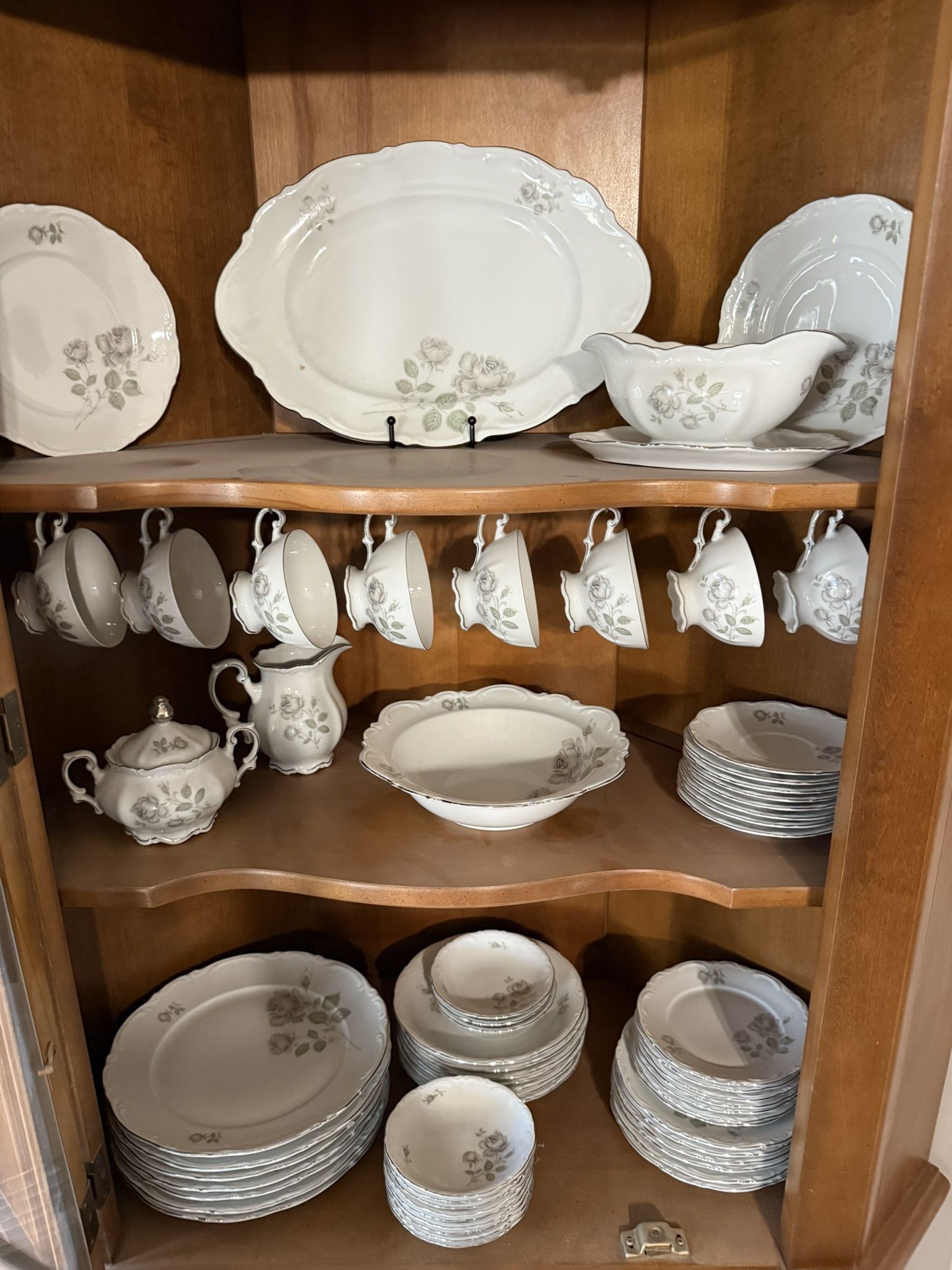Mitterteich Mystic Rose (Platinum Trim) China Set Made In Bavaria, Germany