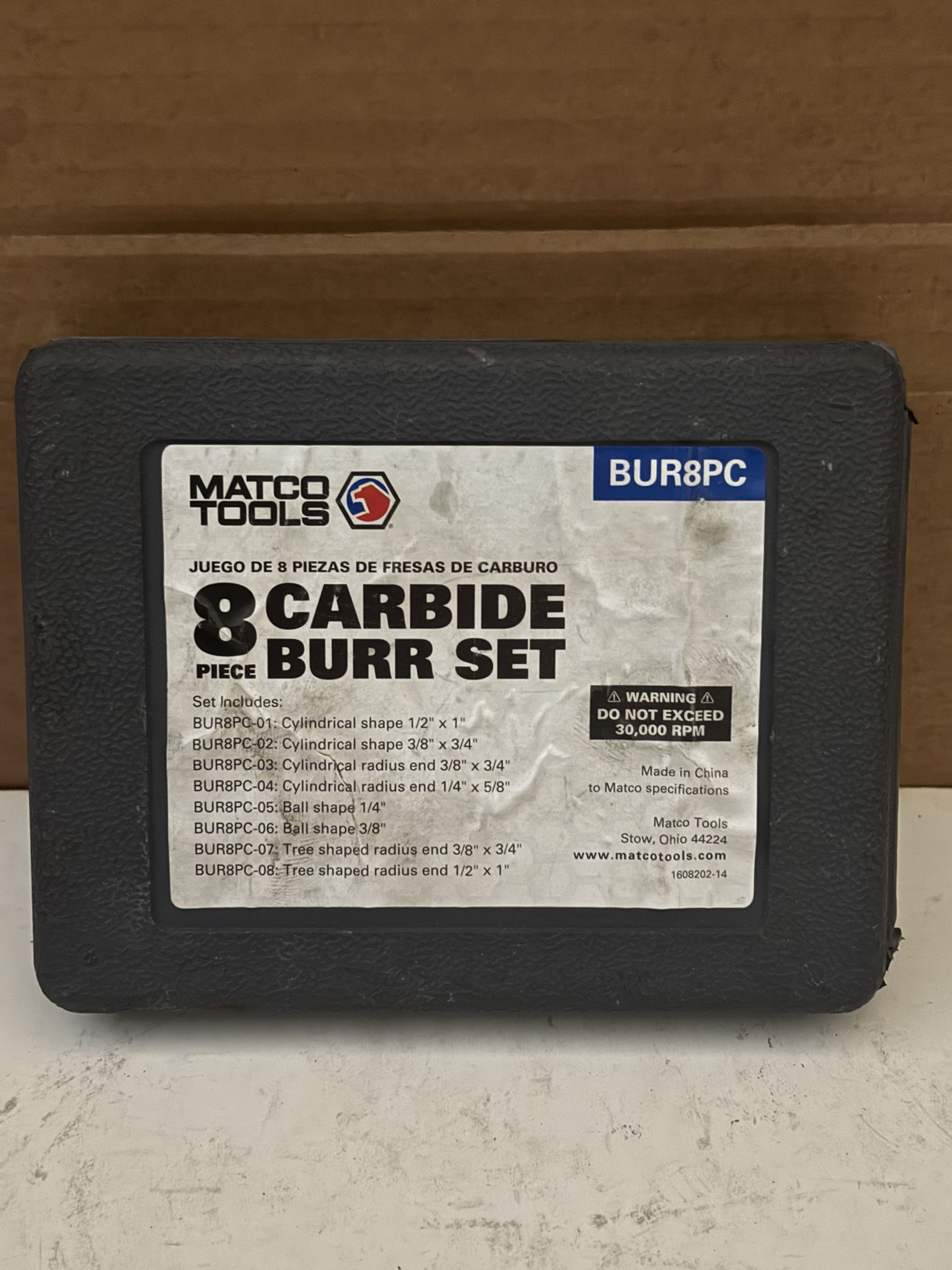 Matco Tools DOUBLE CUT CARBIDE ROTARY BURR SET, 8 PIECE