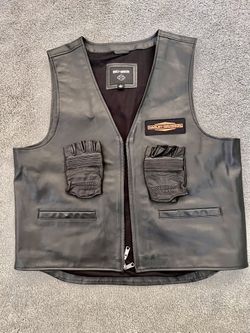 Harley Davidson, Leather Vest With Gloves
