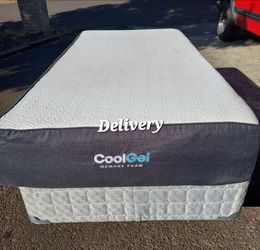 Twin mattress and box springs with metal frame