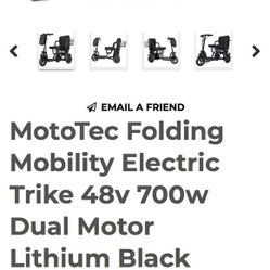 Electric Sit Down Mobility Scooter Foldable Trike E-bike 700w