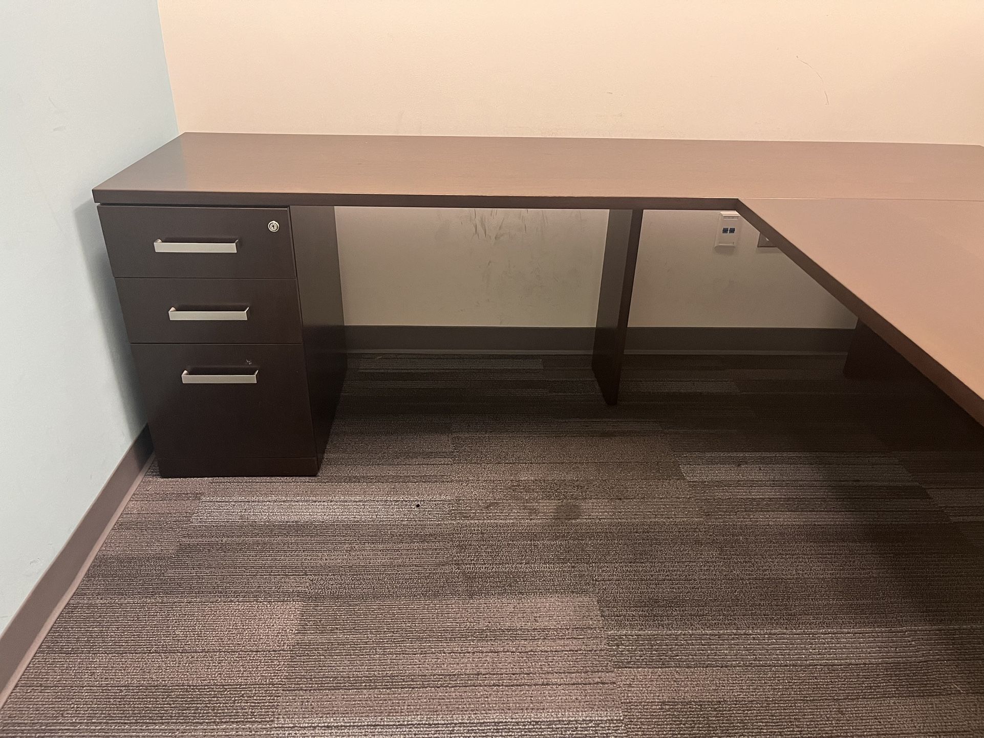 Large Wooden Desk with Convergent Worktop