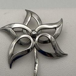 Vintage Curtis Creations Sterling Silver Brooch Flower Leaf Great Condition 