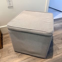Gray upholstered storage ottoman/foot rest