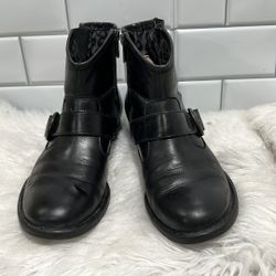Born Raisa Black Leather Ankle Booties 6.5 M 