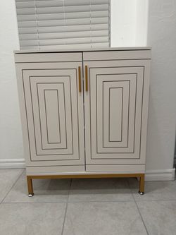 White & Gold Shoe Storage Cabinet