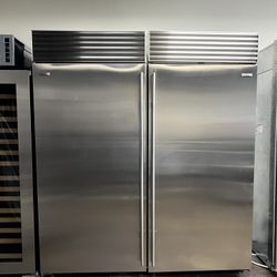 Sub Zero 72”Wide Built In Stainless Steel Side By Side Refrigerator Set