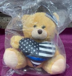 Thin Blue Line American Flag Teddy Bear