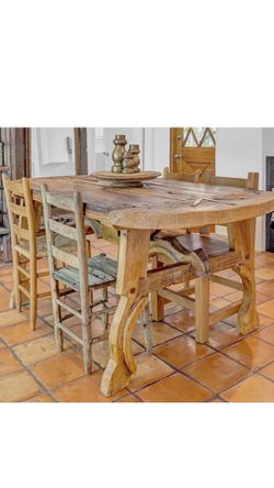 Antique dining table southwestern yoke