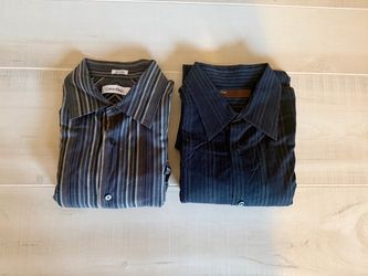 2 Men’s Dress shirts Designer Calvin Klein/Perry Ellis -  L - 100%  Cotton