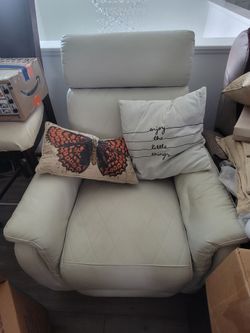 White Leather Quilted Accent Chair