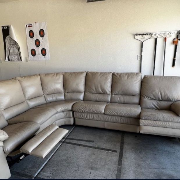 Couch / Sofa (low price, but you must pick up)  Beige, Leather