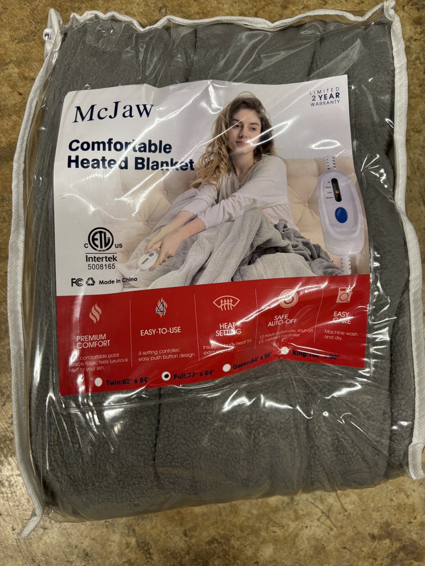 McJaw Fleece Heated Blanket Full Size 