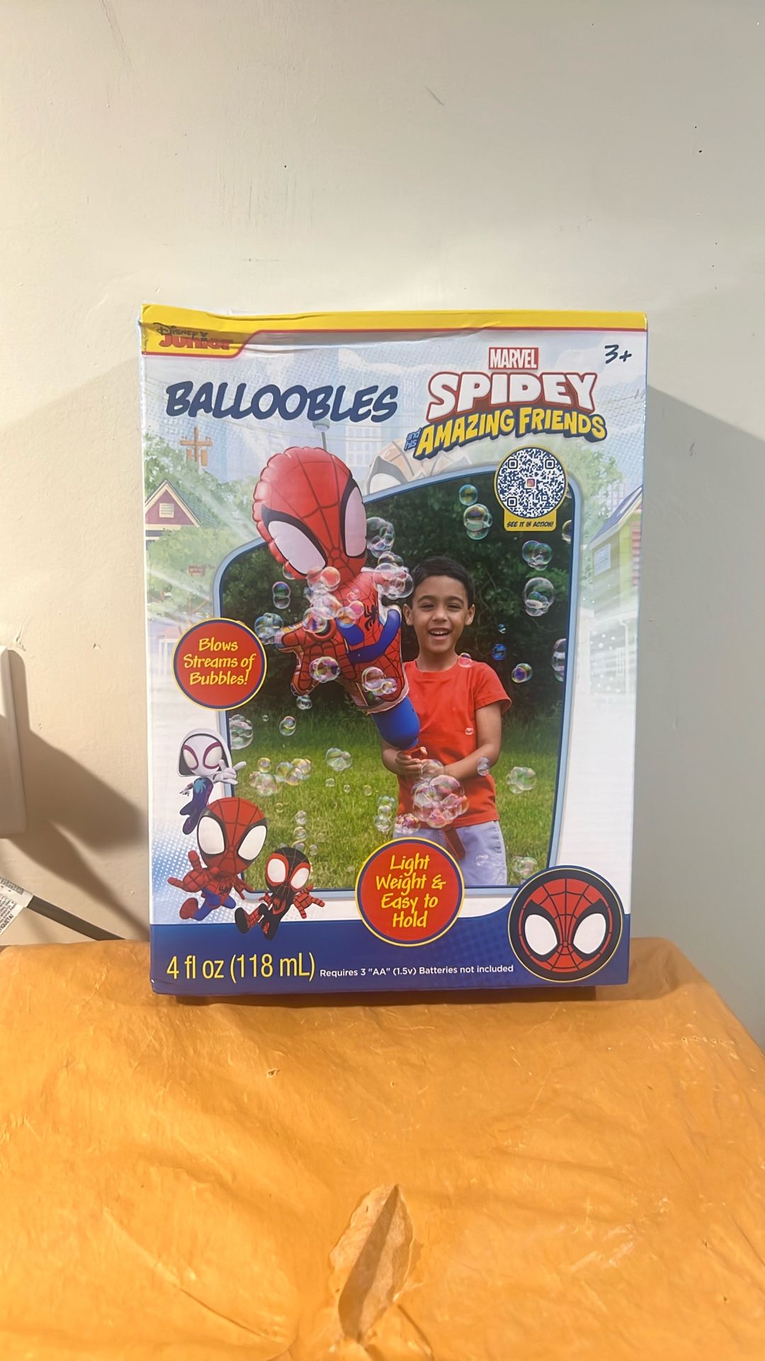 Marvel Spidey Blows Stream of Bubbles