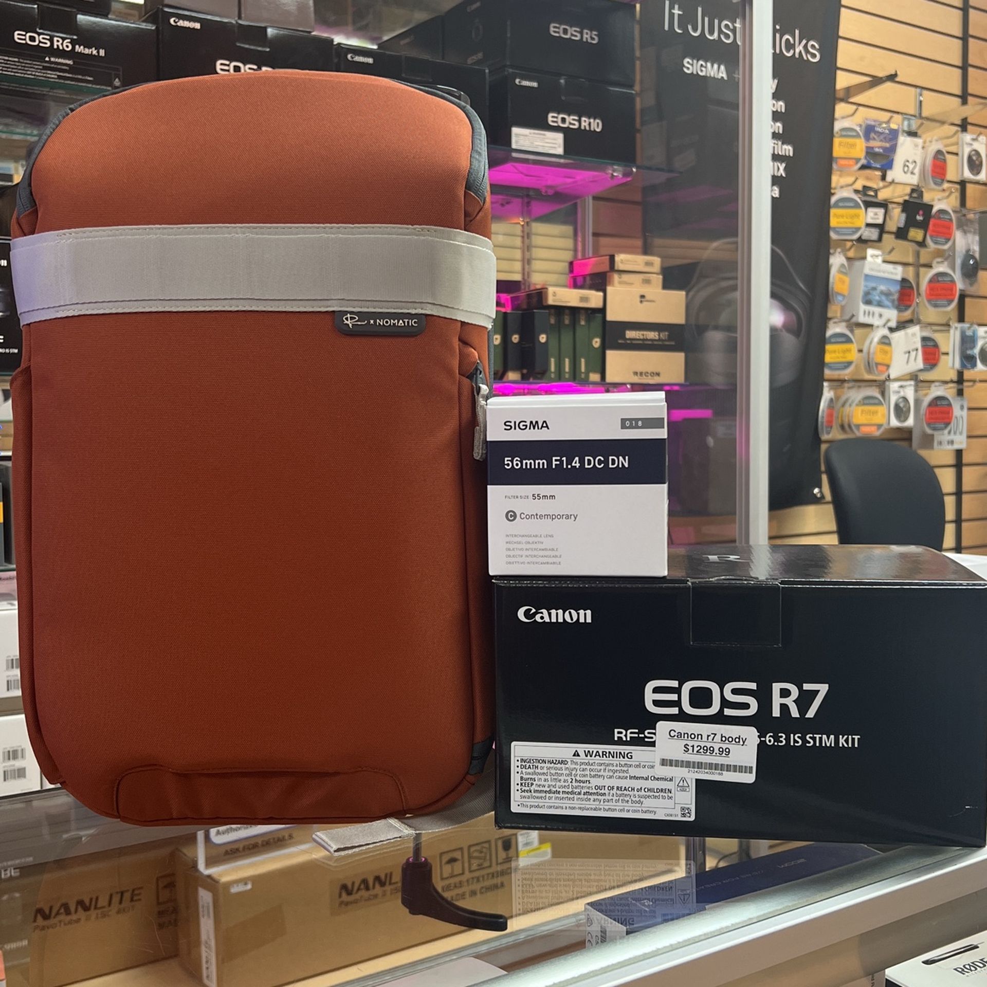 Canon R7 With Sigma 56mm F1.4 And 18L Nomatic Camera Bag