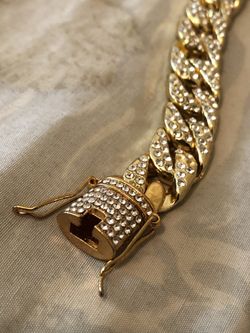 Gold Cuban iced link bracelet